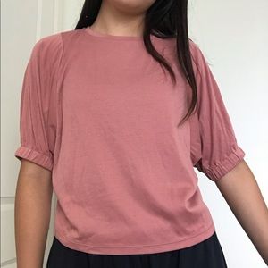 Girl's Pink Top with Cuffed sleeves